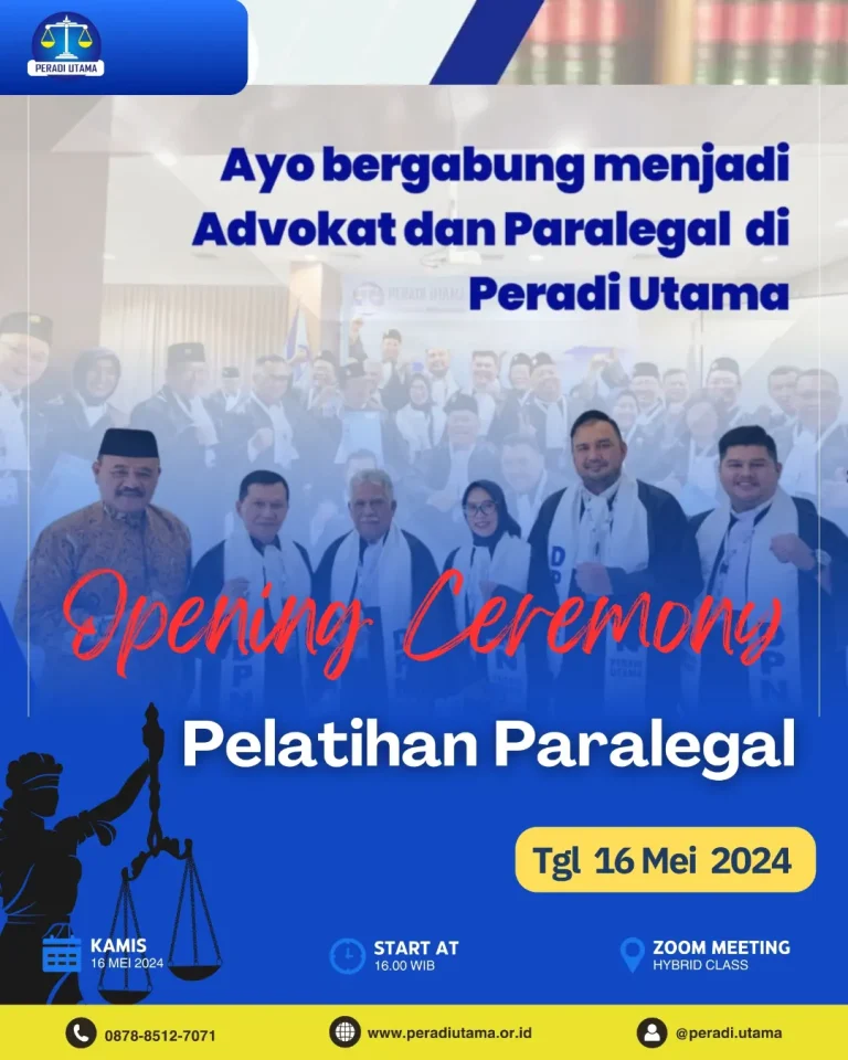 Pembukaan Pelatihan Paralegal Peradi Utama: Meningkatkan Kompetensi Hukum di Indonesia