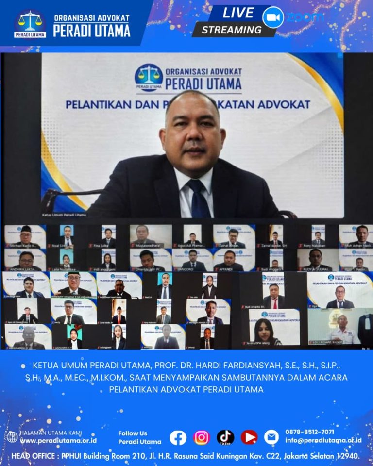 PERADI UTAMA Lantik Advokat Baru yang Dinyatakan Memenuhi Persyaratan.