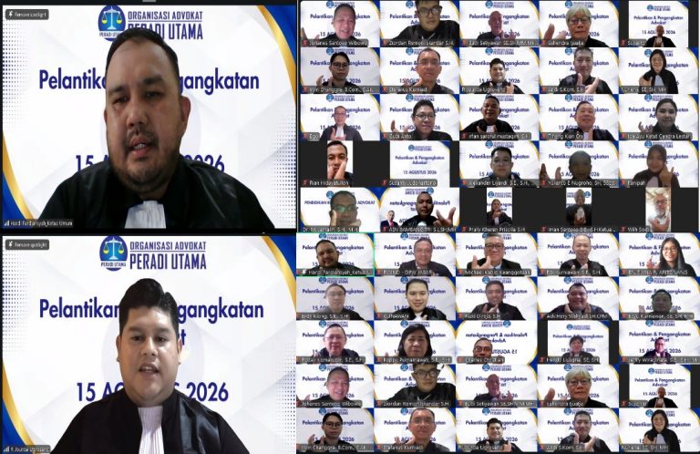 Menjelang HUT ke-81 RI, Organisasi Advokat PERADI UTAMA Melantik 31 Calon Advokat Secara Daring,